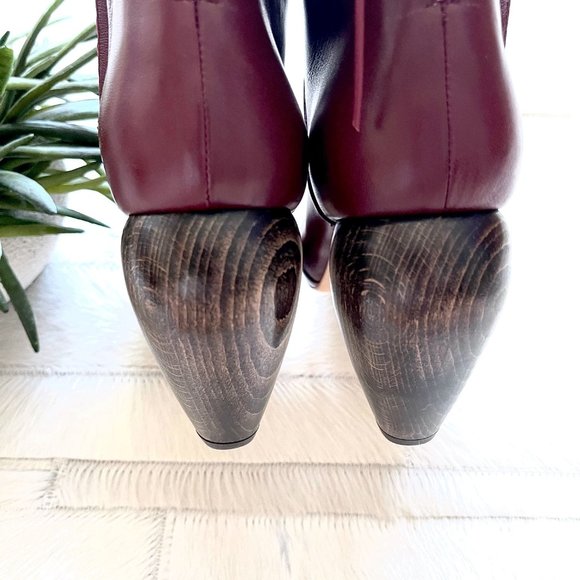 Rare Maiyet Burgundy Leather Sculptural Heel Ankle Boots - Picture 7 of 10